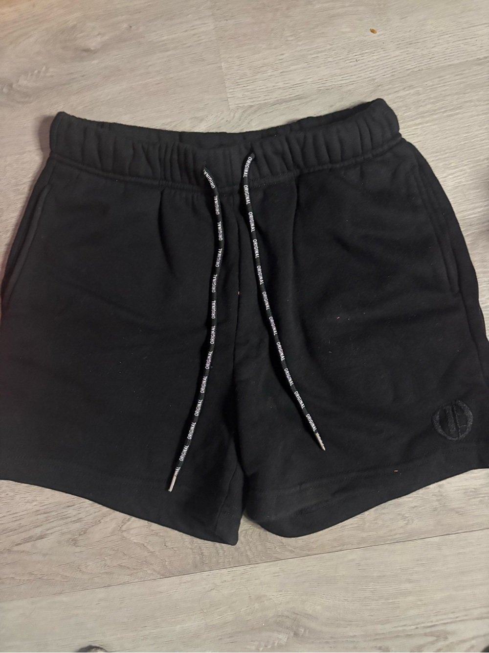 Men's Black Athletic Drawstring Shorts with Subtle Logo